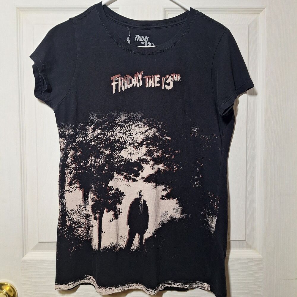 Friday The 13th Graphic Tee Black Short Sleeved Crew Neck Tshirt Horror Size L